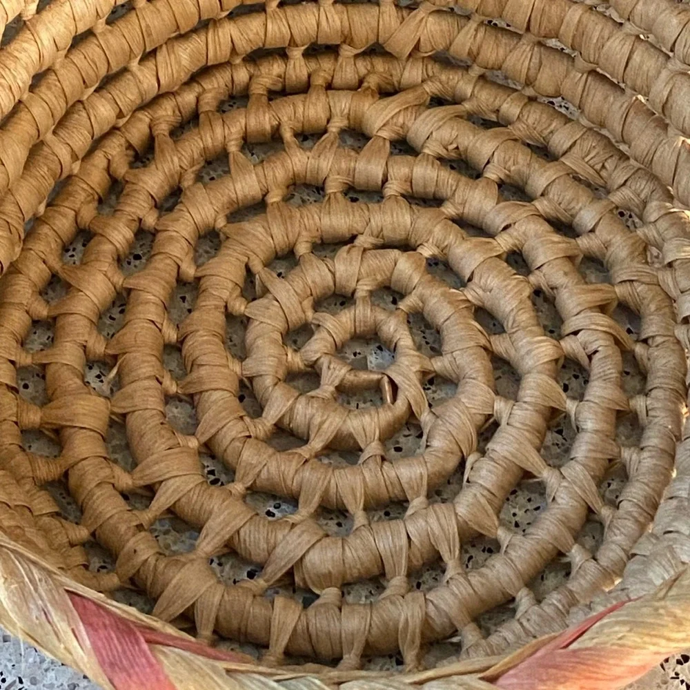 Vintage Hand Woven Basket With Handles